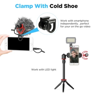 Smartphone By-vg350 avec mini trépied, tube d'extension, lumière LED et microphone Mm1 pour <span class=keywords><strong>YouTube</strong></span>, TikTok, Facebook et vlogging - Product Image 5
