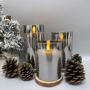 New style multiple LED column 3D bullet head candle moving effect home decor Glass swinging led candles