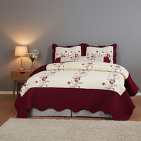 Couvre-lit et édredon de luxe brodés à motifs floraux avec taie d'oreiller pour ensemble de literie domestique