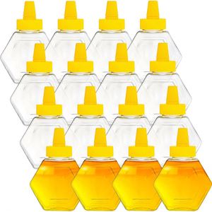 Hexagonal Modern Plastic Food Grade Honey Squeeze <b>Bottle</b> with Screen Printing Flip Top 200ml for Jelly and Candy 100pcs - Product Image 1