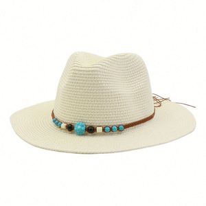 Chapeau de soleil en paille à large bord pour le printemps et l'été, idéal pour la plage et les activités de plein air, style décontracté et tendance pour les voyages - Product Image 1