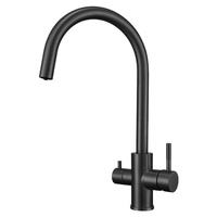 Robinet de cuisine moderne de haute qualité à double poignée, mitigeur 3 voies en acier inoxydable 304 avec cartouche céramique, eau froide et chaude