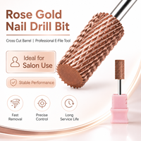 Nouvelle fraise à ongles personnalisée de marque d'usine, en or rose, grande, cylindrique, sécurisée et nettoyante, pour le nail art, la pédicure, la manucure, le salon et la maison