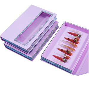 Caja de embalaje de lujo <span class=keywords><strong>rosa</strong></span> <span class=keywords><strong>con</strong></span> purpurina para <span class=keywords><strong>uñas</strong></span> postizas, <span class=keywords><strong>con</strong></span> logotipo privado y diamantes de imitación - Product Image 6