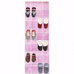 24 Grid Pink Transparent Pocket <b>Shoe</b> Cover <b>Storage</b> Closet Rack Hanging Door Rear Hanging Bag - Product Image 2