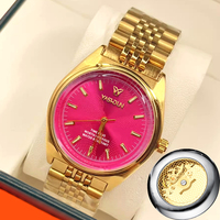 YASHIDU Montre pour femme à grand cadran Saturn Rose Gold Montre-bracelet lumineuse résistante à l'eau