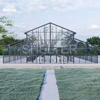 Tente d'événement de serre de mur de verre de cadre commercial résistant Mariage Orangerie House tente de mariage de toit transparent