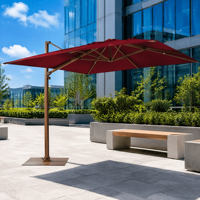 Offset-Terrassenschirm mit Fußbedienung, 360°-Rotationssystem, rostbeständiger Aluminiumrahmen, Garten-Sonnenschutz