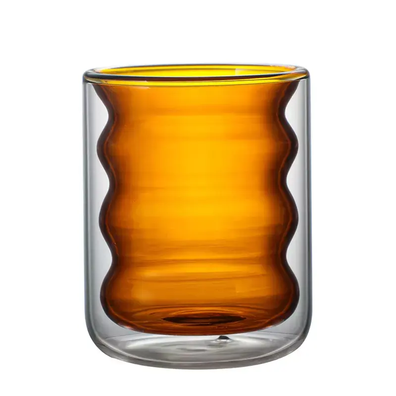 飲用のカスタムメイドのクリエイティブなカラフルな2層ガラスフランクカップ