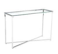 Console d'angle couleur chrome longue table console miroir verre trempé clair grande console