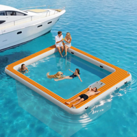 Plateforme flottante carrée gonflable de haute qualité, durable, anti-méduse, pour piscine et bain de mer, avec pont en EVA