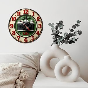 Round Wooden Wall <b>Clock</b> 25x25Cm Silent Design Home Bedroom Hanging <b>Clock</b> - Product Image 3