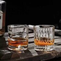 Verre à whisky à facettes transparent, avec base épaisse, style Old Fashioned, pour spiritueux, articles de bar et bar à domicile