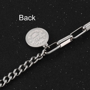 Bracelet en acier inoxydable avec pendentif pièce commémorative ronde tête de reine, bijoux pour hommes et femmes - Product Image 2