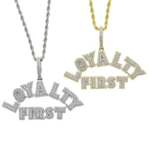 Iced Full 5A CZ pavimentado LEALTAD Primera letra Colgante Cadena de cuerda larga Plateado Hip Hop Estilo Hombres <span class=keywords><strong>Novio</strong></span> Regalo Latón Zircon - Product Image 2