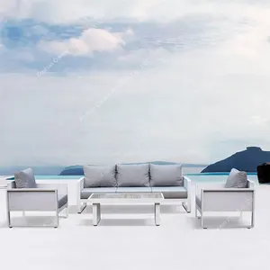 Sofa de salon modulaire moderne en aluminium blanc et noir Ensembles de jardin de loisirs pour <span class=keywords><strong>le</strong></span> patio extérieur Hôtel <span class=keywords><strong>Restaurant</strong></span> ou meubles de parc - Product Image 2