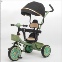 Tricycle 4-en-1 pour enfants avec poignée de poussée et auvent - Tricycle réglable avec panier de rangement et siège confortable