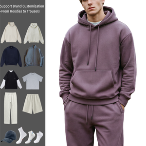 Conjunto de Sudadera con Capucha y Pantalones de Chándal de Felpa Francesa de Algodón de 450g para Hombre, Talla Grande, de Bajo Costo, Personalizable, Estilo Urbano, Traje Deportivo - Product Image 1