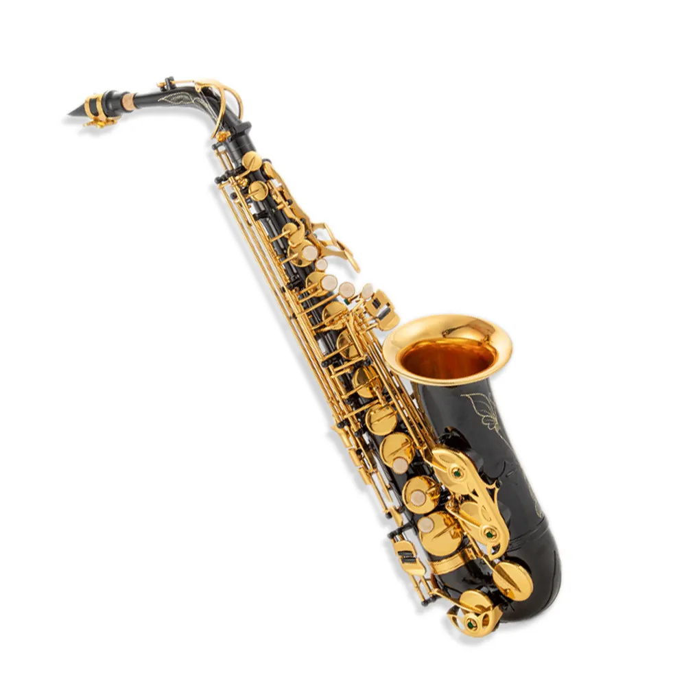 Chuyên Nghiệp Màu Đen Nickel Alto Saxophone Với Eb Tone Brass Cơ Thể Nhạc Cụ