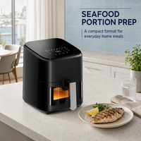 Friteuse à air domestique 4,5 L 1200 W, nettoyage facile, cuiseur à pot unique avec panier amovible pour les repas quotidiens