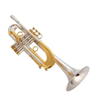 La clé en or plaquée argent dans la clé B inférieure accentue l'examen de la qualité professionnelle des instruments de <span class=keywords><strong>trompette</strong></span> <span class=keywords><strong>pour</strong></span> <span class=keywords><strong>débutant</strong></span> - Product Image 1