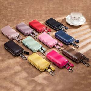 Porte-clés en cuir véritable pour hommes et femmes, organiseur de clés, pochette pour clés de voiture, étui pour clés, sac à fermeture éclair, porte-clés pour femmes et hommes - Product Image 6