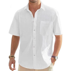 Chemise boutonnée à manches courtes en maille respirante anti-boulochage avec logo personnalisé pour <span class=keywords><strong>homme</strong></span>, idéale pour la publicité culturelle élégante, imprimée unie - Product Image 1