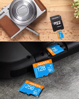 Tarjeta de Memoria Adata para Cámara, Dron, Teléfono Móvil, Almacenamiento y Copia de Seguridad, 32GB 64GB 128GB 256/512GB, Alta Velocidad de Datos