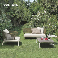 Canapé d'extérieur en rotin Villa Cour Jardin Corde Tissé Simple Chaise en rotin Table à thé Combinaison