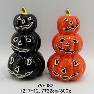 Décoration d'Halloween 2020, 3 citrouilles en céramique - Product Image 2