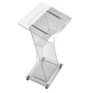 Moderno Podio <span class=keywords><strong>de</strong></span> Acrílico, Plataforma <span class=keywords><strong>de</strong></span> <span class=keywords><strong>Atril</strong></span> con Soporte <span class=keywords><strong>para</strong></span> <span class=keywords><strong>Libros</strong></span>, Podio <span class=keywords><strong>de</strong></span> Cristal Acrílico con 4 Ruedas - Product Image 3