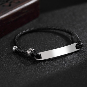 Braccialetto in pelle con treccia personalizzata 3mm - Product Image 2