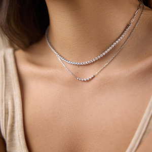 Collana Choker J&D Jewelry in Acciaio Inossidabile Color Argento con Faccina Sorridente e Zirconia Bianca Rotonda per Donne, Gioielli Resistenti all'Ossidazione - Product Image 1