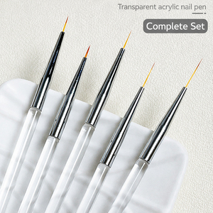 Ensemble de pinceaux à ongles à manche transparent, poils en nylon ultra-fins, pour la peinture au gel, stylo liner long et court pour la décoration des ongles en salon - Product Image 1