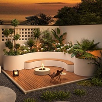 Banc de jardin en bambou pour terrasse, balcon, décoration paysagère, style chinois moderne, avec jardinière intégrée