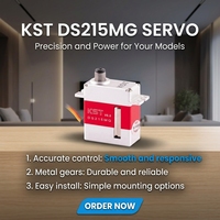 Micro-servo numérique KST DS215MG V8.0 HV à engrenages métalliques 4.0Kgf.cm 0.05sec sans noyau 2BB pour pièces d'hélicoptère, planeur et avion RC 450