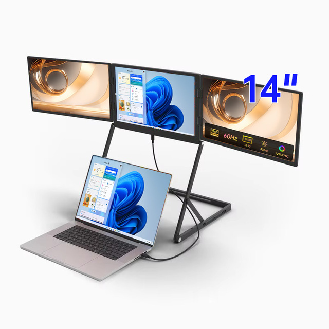 Eimio 14" IPS Quad Portable Monitor for PC Type-C Plug and Play Triple-Screen Laptop Extender 1080P 60Hz Portable Display OEM