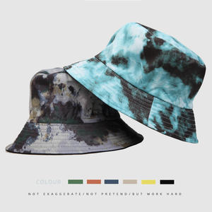 Chapeau bob réversible imprimé tie-dye japonais et coréen, grande taille, pour femme, été, protection solaire extérieure, source de diffusion en direct - Product Image 6