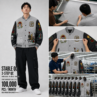 Blouson Bomber Universitaire Personnalisé en Laine et Polyester Brodé de Strass Hiver Unisexe Streetwear OEM Grossiste