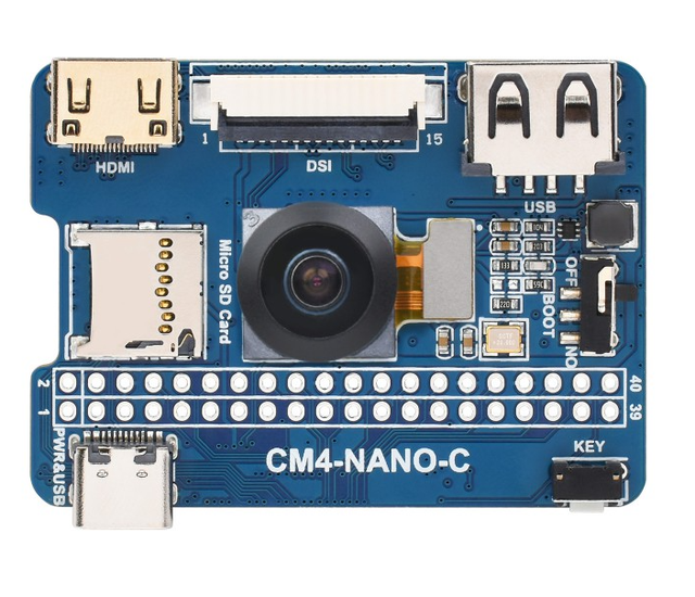 Nano Base Board C Raspberry Pi CM4 Carrier 55mmx40mm Onboard 8MP Camera CSI 2 Interface USB 2 0 PCIe Gen2 5V DC