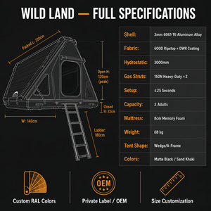 <span class=keywords><strong>Tente</strong></span> <span class=keywords><strong>de</strong></span> toit rigide Zentopia Pop pour 2 personnes, quatre saisons, en aluminium alvéolé, imperméable, installation rapide, échelle pour SUV 4x4 tout-terrain - Product Image 6
