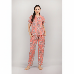 Camisa y pijama Traje de noche Vestido de noche Pijama y camisa Ropa de noche de manga corta Conjunto de algodón de alta calidad para mujer Personalización - Product Image 1