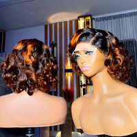 Perruque bouclée Bounce en cheveux Remy, perruque complète à dentelle transparente, double épaisseur, 12 pouces, avec baby hair, pour femmes, vente en gros par Senmu Beauty