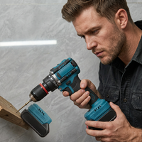 Perceuse sans fil professionnelle sans balais 21V, alimentée par batterie au lithium, mandrin sans clé 10mm, tournevis électrique pour le bricolage