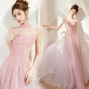 Nuevo vestido de noche con un estilo dulce y elegante en color rosa, ideal para novias, reuniones anuales y como vestido formal para anfitrionas. - Product Image 6