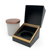 Boîtes d'emballage de luxe pour bougies en verre noir, ensemble cadeau de 2 pièces, avec couvercle et base personnalisés, vente en gros