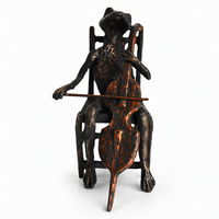 Figurine de Celliste en Fonte Peinte, Sculpture Métallique, Décoration Musicale pour la Maison, Objet d'Art de Collection, Accent Décoratif