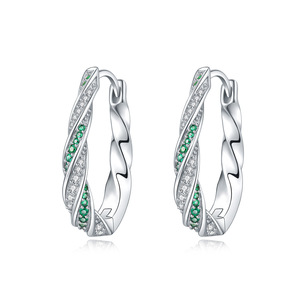 Nuevos Pendientes de Aro con Circonita Verde en Corte Redondo, Inspirados en la Naturaleza, de Latón Blanco, para Joyería Diaria de Mujer - Product Image 4