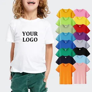 여름 소년 흰색 반팔 티셔츠 맞춤형 로고 인쇄 코튼 플레인 빈 티셔츠