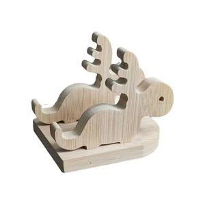 Creative Wooden Phone <b>Holder</b> 9x12x10cm Natural Wood Color <b>Tablet</b> Stand Desktop Storage Rack Customizable - Product Image 2